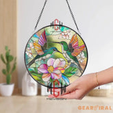 Hummingbird Stained Glass Suncatcher Colorful Bird and Flower Window Panel Nature Window Art Garden Decor Gift for Her